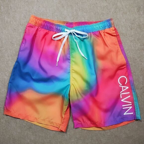 Calvin Klein Swimwear Mens Rainbow Swim Shorts Trunks Medium #D - Picture 1 of 7